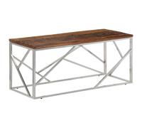 Tomostar Table Basse, Table Centrale Salon Bout de Canapé argenté INOX et Bois de mélèze Massif