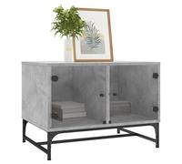 Tomostar Table Basse, Table Centrale Salon Bout de Canapé avec Portes en Verre Gris béton 68,5x50x50 cm