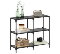 Tomostar Table Console, Console Meuble Table d'entrée de Couloir avec Dessus en Verre Noir 98x30x81 cm Acier