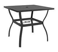 Tomostar Table d'appoint avec Trou de Parasol en Métal, Table Bistro Carrée de Balcon Jardin Terrasse Extérieure Anthracite 81,5x81,5x72 cm Acier