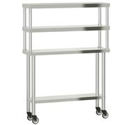 Tomostar Table de Travail Cuisine, Plan de Travail Restaurant Table de Préparation des Aliments avec étagère 110x30x150 cm INOX