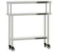 Tomostar Table de Travail Cuisine, Plan de Travail Restaurant Table de Préparation des Aliments avec étagère 110x30x120 cm INOX