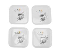 Tomotato 4 Pièces Assiette à Collation,15cm Mini Plateau de Service Carré de Collation Aux Fruits,Assiette à Dessert pour Cuisine de Fête de Mariage, Petit Plateau de Nourriture(Café)