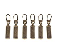 Tomotato 6Pcs Tirette Fermeture Eclair, Languette Détachable de Tirette Acier Inoxydable pour Sac à Main Veste Bottes Jeans Manteau Valise Bagages(Bronze)
