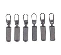 Tomotato 6Pcs Tirette Fermeture Eclair, Languette Détachable de Tirette Acier Inoxydable pour Sac à Main Veste Bottes Jeans Manteau Valise Bagages(Gris)