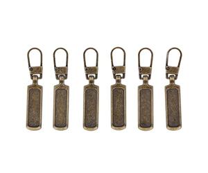 Tomotato 6Pcs Tirette Fermeture Eclair, Languette Détachable de Tirette Acier Inoxydable pour Sac à Main Veste Bottes Jeans Manteau Valise Bagages(Bronze)