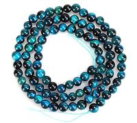Tomotato 92pcs 4mm Perles Oeil de Tigre Bleu Naturelles, Rondes Lisses pour Fabrication de Bijoux DIY Collier Bracelet Artisanat Lithothérapie Décoration Cadeau Femme Homme Enfant