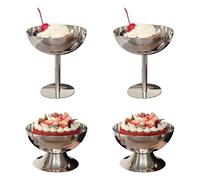 Tomotato Bol à crème glacée, 200 ml en acier inoxydable - Petit bol à sundae mignon - Argenté (4, haut + court)