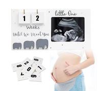 Tomotato Cadre photo échographie de bébé, 4 "x3 Cadre photo à ultrasons pour le compte à rebours de la semaine de bébé avec décoration de chambre enfant en forme éléphant
