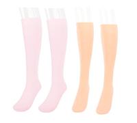 Tomotato Chaussettes Hydratantes en Silicone, 2 Paires Longues pour Soins Pieds Secs et Gercés, Taille Unique, Rose et Chair