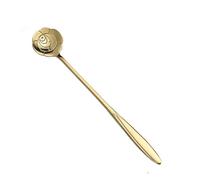 Tomotato Cuillère à Café, 18cm Cuillère à Dessert de Fleur Cuillère en Acier Inoxydable Doré avec Long Manche Cuillère à Sucre Cuillère à Thé pour Mélanger Café, Thé, Crème Glacée(Rose)