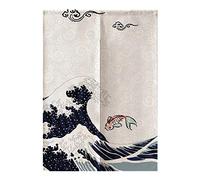 Tomotato Demi-Rideau de Porte Japonais, Rideau Séparateur de Pièce Léger Imprimé Style Japonais pour Cuisine et Salle de Bain, Décoration Intérieure Zen, 100% Polyester, 90x120cm