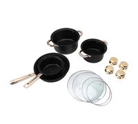 Tomotato Ensemble de Casseroles et Poêles Antiadhésives en Acier Inoxydable avec Revêtement en Pierre de Maifan, Poêle à Frire, Casserole à Lait et Marmites à Soupe avec Couvercles