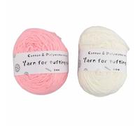 Tomotato Fil à Tufter, 2 Rouleaux de Fil Élastique en Coton Résistant au Rétrécissement 0.2 Pouces de Largeur Laité et Rose pour Artisanat DIY, Machine à Tisser et Tapis