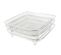 Tomotato Grille carrée pour friteuse à air, 3 Couches, en Acier Inoxydable, Accessoire pour friteuse à air, ustensile de Cuisine pour Cuisiner et se réunir en Famille