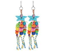 Tomotato Jouet à Mâcher pour Perroche, 2Pcs Boule en Rotin et Corde Coton Jouet Suspendu pour Cage Accessoire pour Oiseaux pour Réduire Stress et Ennui