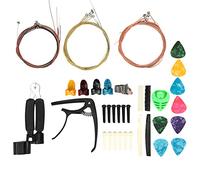 Tomotato Kit d'Accessoires pour Guitare, Outils de Changement de Cordes avec Capodastre Métallique, 3 Jeux de Cordes, Silicone, Médiator Celluloïd, Clip Supérieur Inférieur pour Gu