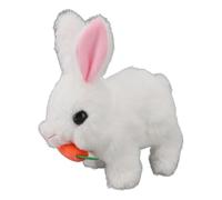 Tomotato Lapin en Peluche Interactif Électronique avec Son et Saut Réaliste, Jouet pour Enfants avec Oreilles Mobiles Design Compact 16x17x10cm, Idéal d'anniversaire ou Pâqu (Blanc)