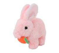 Tomotato Lapin en Peluche Interactif Électronique avec Son et Saut Réaliste, Jouet pour Enfants avec Oreilles Mobiles Design Compact 16x17x10cm, Idéal d'anniversaire ou Pâqu (Rose)
