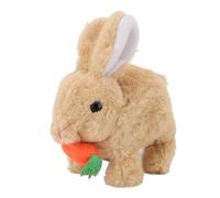 Tomotato Lapin en Peluche Interactif Électronique avec Son et Saut Réaliste, Jouet pour Enfants avec Oreilles Mobiles Design Compact 16x17x10cm, Idéal d'anniversaire ou Pâqu (Jaune)