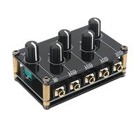 Tomotato, Mixer Audio Stéréo Mini 4 Chaînes, Table de Mixage Compacte Sensible, Boîtier Acrylique Métal Noir, pour Lecteur Cassette, CD, PC, Smartphone, Tablette