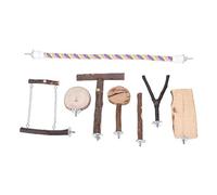 Tomotato Perchoir et Balançoire pour Oiseaux, Ensemble de Jeux en Bois de Pommier avec Balançoire Perchoir et Jouets à Grimper pour Perroquet Gris du Gabon, Amazone, Cacatoès, pour