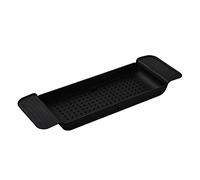 Tomotato Plateau de Baignoire Extensible et Drainant, Plateau de Rangement en Plastique pour Baignoire, Serviette, Livre, Vin, Téléphone (Noir)