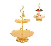 Tomotato Plateau de Service à 2 Étages, Plateau à Étages en Métal Doré Dessert Cupcake Stand Gâteaux Fruits Snack Bonbons Buffet Tour D'affichage pour Mariage, Maison, Fête Anniversaire