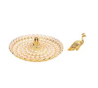 Tomotato Plateau De Service Métal Forme Paon Pour Fruits Bonbons Décoration Bureau (Gold White)