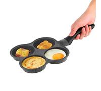 Tomotato Poêle à 4 Trous, Poêle à Hamburger Antiadhésive Parfaite pour le Petit-DéJeuner à la Maison, Faire du Bacon, des œufs Frits, du Pain de Viande