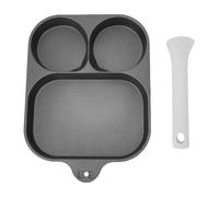 Tomotato Poêle à œufs de 3 tasses, poêle à petit-déjeuner en alliage antiadhésif, poêle à gril ronde rectangulaire divisée de type combiné, poignée confortable pour la cuisine quotidienne