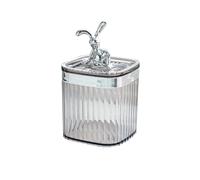 Tomotato Porte-cure-dents avec Décor de Lapin, Boîte de Rangement Transparente Grande Capacité en Plastique Durable pour Organiser Cure-Dents, Coton-Tiges et Petits Objets (Gris)