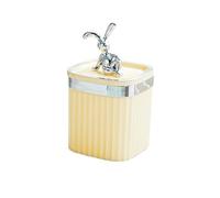 Tomotato Porte-cure-dents avec Décor de Lapin, Boîte de Rangement Transparente Grande Capacité en Plastique Durable pour Organiser Cure-Dents, Coton-Tiges et Petits Objets (Jaune)