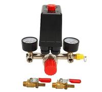 Tomotato Pressostat de compresseur d'air 0 à 180 PSI Régulateur de Pression Valve de contrôle avec 2 jauges Professionnel Précis Facile à Utiliser pour Les compresseurs d'air Alliage de