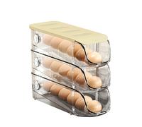 Tomotato Récipient à Œufs pour Réfrigérateur, Conteneur Plastique Empilable à Roulement Automatique, Boîte de Stockage pour Cuisine, 3 Pièces (Blanc crème)