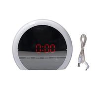 Tomotato Réveil Miroir LED Numérique avec Affichage de Température, Date et Heure, 7 Couleurs Lumineuses, Alarme avec Reprise, Alimentation USB/Batteries pour Domestique, Bureau, K (Mot Rouge)