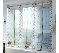 Tomotato Rideaux Voilages Brodés Floral, Elegant Translucent Chrysanthemum Embroidered Tulle Curtains, Light Diffusing, 80 * 150CM, Polyester, for Living Room Bedroom