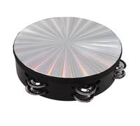 Tomotato Tambourine Double Rangées Cymbales Métalliques, Instrument de Percussion à Main Tambourin en Bois avec Son Clair, pour Cours de Musique et Spectacles (8 pouces)