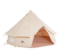 TOMOUNT Cloche de 3 m en coton tipi 3 personnes grande pièce familiale en polycoton avec fermeture éclair dans le tapis de sol et trou pour poêle pour carnaval, fête, festival de musique, pique-nique