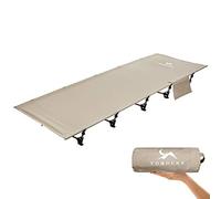 TOMOUNT Lit de Camp Pliant Ultra léger Barres en Aluminium 190 x 70 cm Chaise Longue de Camping compacte et Portable Facile à Construire Lit de Camping résistant tentes - Kaki