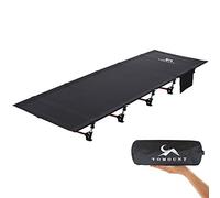 TOMOUNT Lit de Camp Pliant Ultra léger Barres en Aluminium 190 x 70 cm Chaise Longue de Camping compacte et Portable Facile à Construire Lit de Camping résistant tentes - Noir