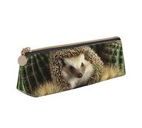 TOMPPY Hippo Trousse à crayons en cuir avec fermeture éclair Motif imprimé, Hérisson, cactus, Taille unique, Trousse de maquillage