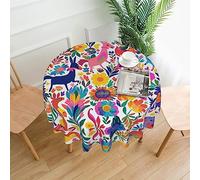 TOMPPY Nappe ronde imprimée animaux mexicains Otomi 152,4 cm, imperméable, infroissable, lavable, pour cuisine, fête, décoration de table