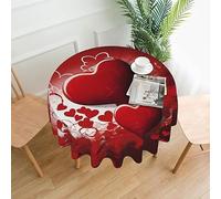 TOMPPY Nappe ronde imprimée pour la Saint-Valentin, imperméable, infroissable, lavable, pour cuisine, salle à manger, ferme, pique-nique, utilisation intérieure et extérieure, 152,4 cm