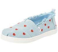 TOMS Classic Alpargata, Semelle de Mocassin, Pastel Blue Washed Denim/Metallic Embroidered Hearts,