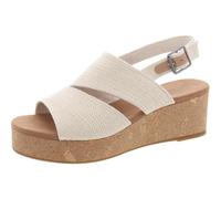 TOMS Claudine Sandale cale Femme, Lin Métallique Naturel, 42.5 EU