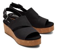 TOMS Claudine Sandale cale Femme, Noir Mélangé Tissé, 36 EU
