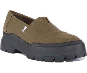 TOMS Combat Bas Femme Semelle Épaisse Alpargata Inspiré Mocassin en Olive