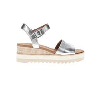 TOMS Diana Espadrilles à plateforme métallisées décontractées décontractées à talon moyen 5-7,6 cm - Argent, Argenté, 36.5 EU