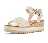 TOMS Diana Mule Sandales compensées confortables à enfiler avec semelle intermédiaire rembourrée et talon compensé pour une utilisation de jour comme de nuit, naturel, 10